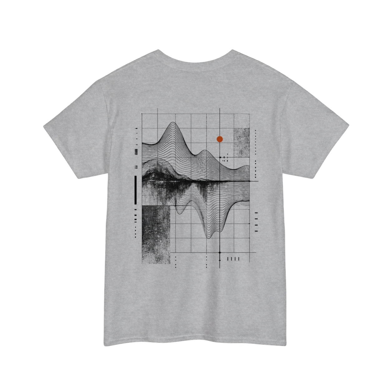 Heavy Cotton T-Shirt – Mockup mit unverändertem Originalmotiv Wellenfeld